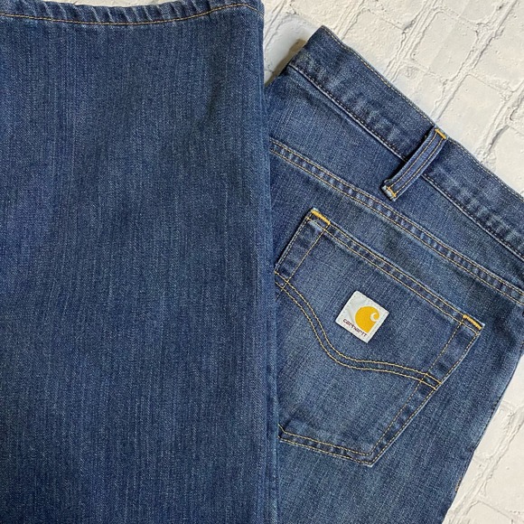 Carhartt Denim Lined Relaxed Jeans‎ MENS 34x32 insulated workwear bluecollar - Picture 1 of 7